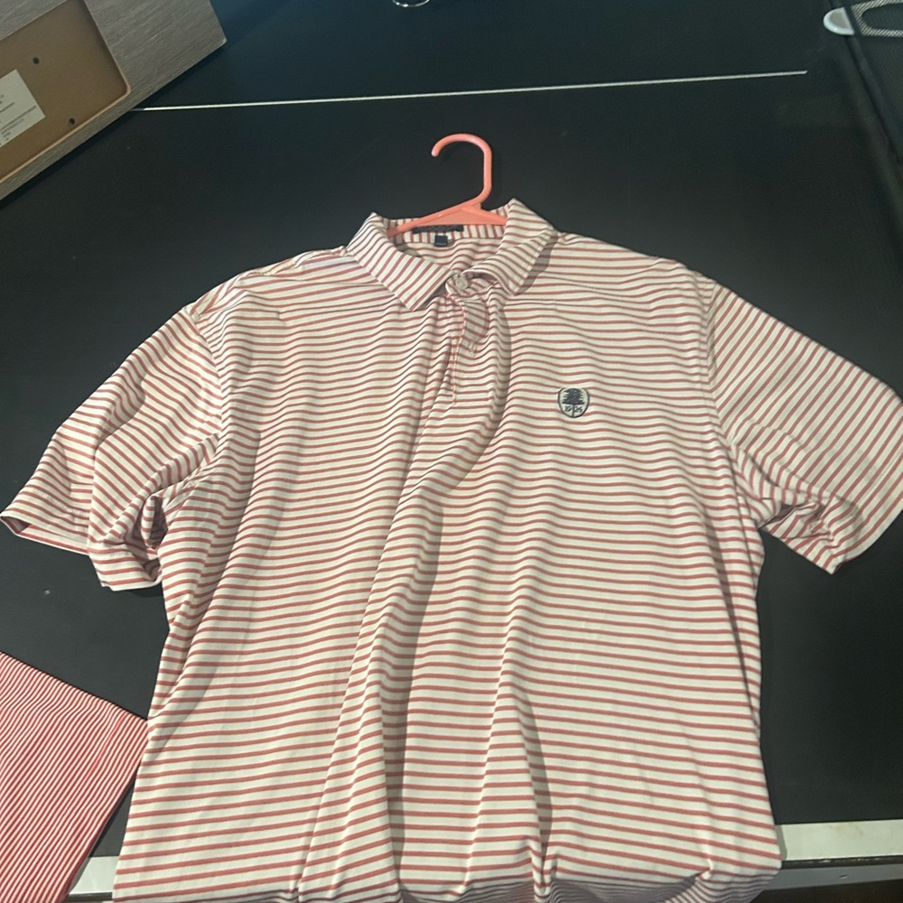 Peter Millar Red and White Polo Shirt